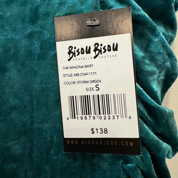 BISOU BISOU The Winona Skirt Storm Green Women's Size Small-New with Tags - Picture 7 of 7